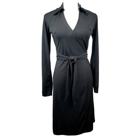 Express True Wrap Dress Long Sleeve Size 1/2 in Black - Picture 1 of 9